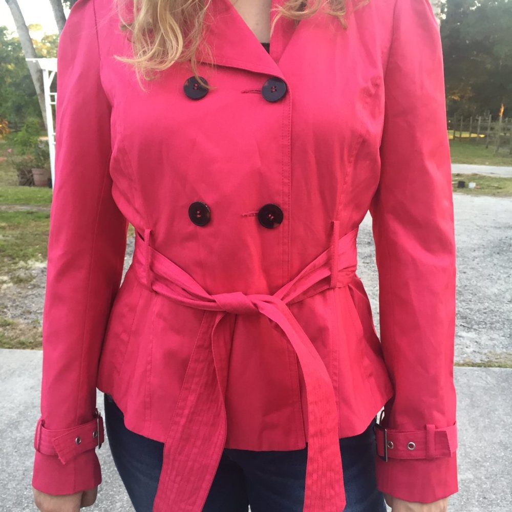 🌧Pink Trench Coat, Black Rivet - Picture 2 of 12
